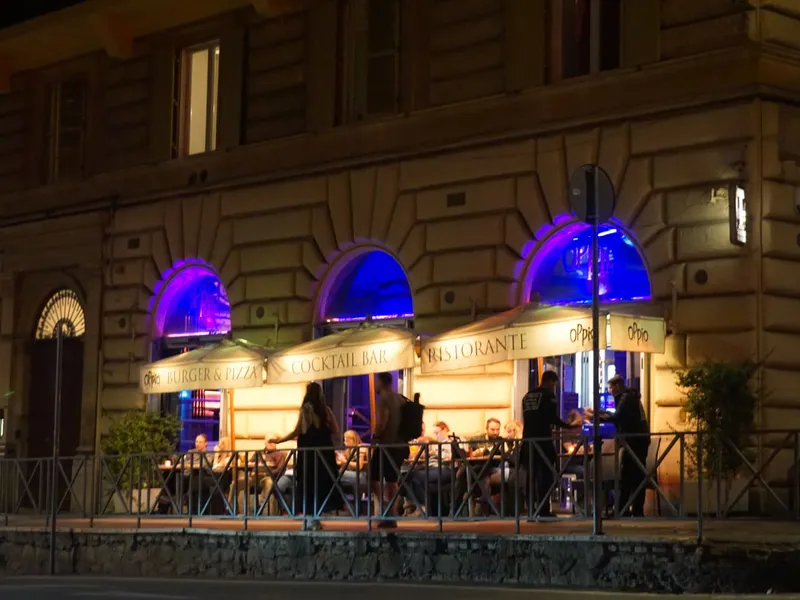 Arches Under Blue Neon